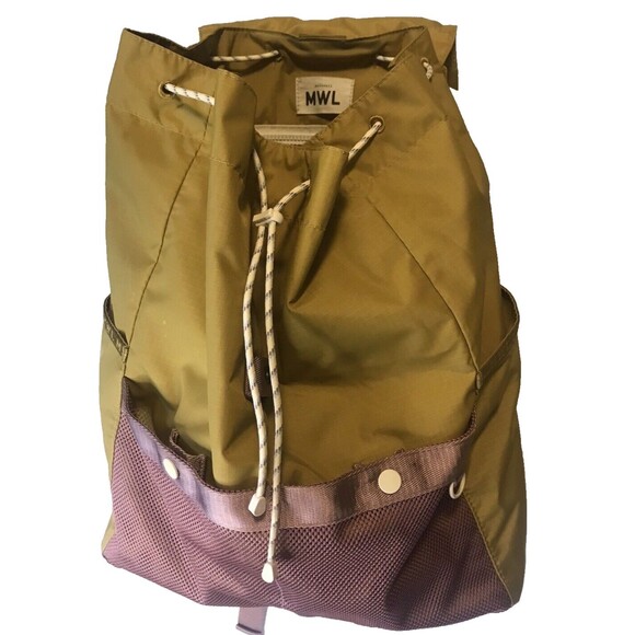 Madewell MWL Small crossbody market bag/backpack, gold with rose mesh pockets - Picture 5 of 12